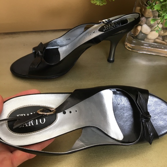 Open toe sling back heels in soft black leather! - Picture 4 of 7